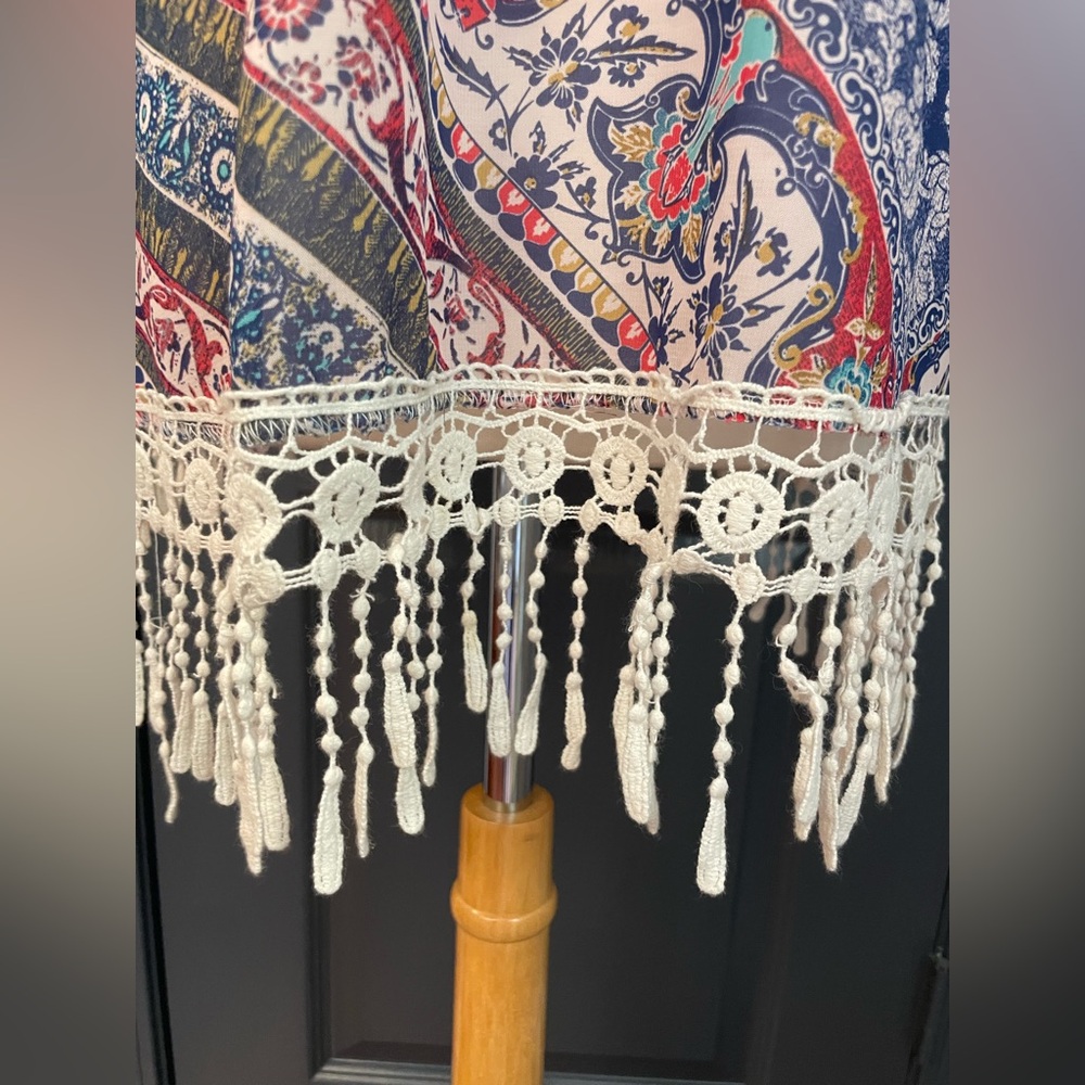 Bohemian Paisley Beachy Festival Kimono with Fringe - Picture 3 of 5